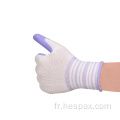 Gants de travail violet blancs en mousse de latex antidérapante